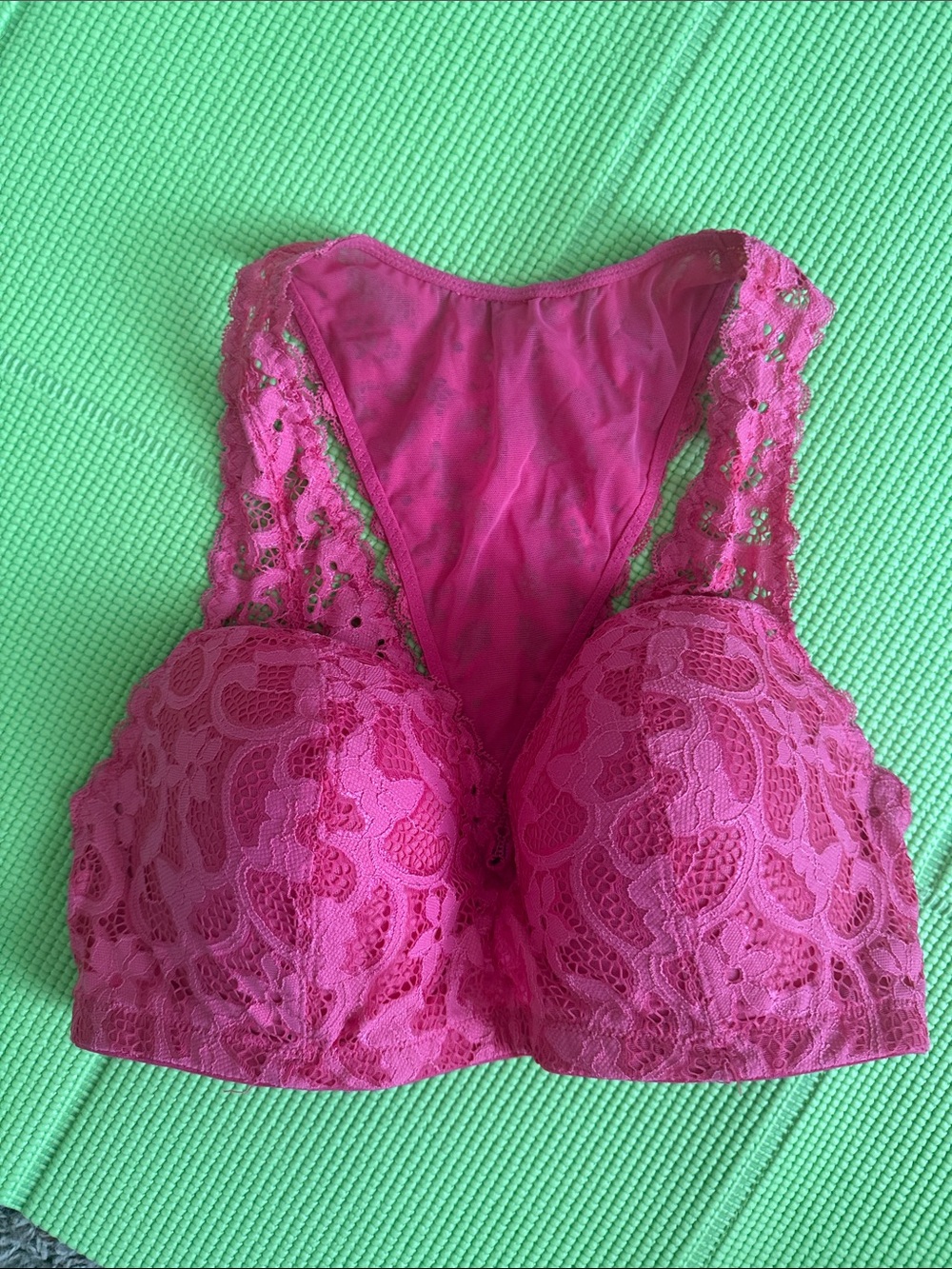 Lace Padded Racerback Bra/bralette in Hot Pink - Women Intimates